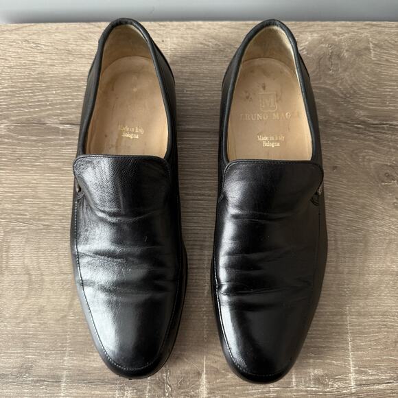 Bruno Magli Shoes Mens Size 8.5 Black Basil Loafers Leather Made in Italy 66910
